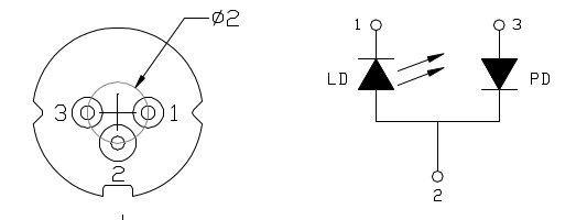 Laser diode connections, extract from ADL-65055TL datasheet Laser diode connections, extract from ADL-65055TL datasheet